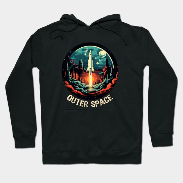 Retro-inspired spaceship - Outer Space Hoodie by Graphic Wardrobe